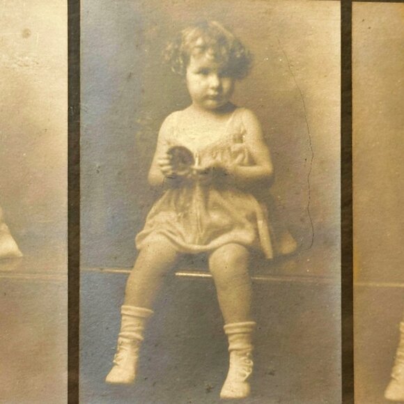 Antique Framed Matted Photo Series Little Girl 3 Sepia PICs Griffin Studio 12x8 - Picture 8 of 12